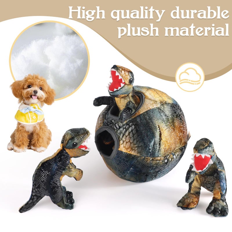 IFOYO Squeaky Dog Toys, Dinosaur Puppy Toys, Plush Interactive Dog Toys for Small Medium Dogs, Enrichment Hide and Seek Dog Toy - Image 5